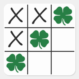 Shamrock Tic Tac Toe Square Sticker