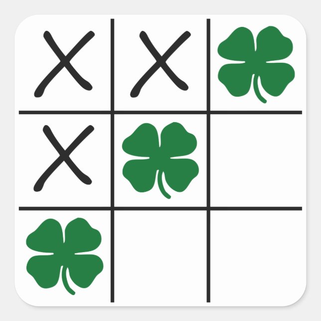 Shamrock Tic Tac Toe Square Sticker (Front)