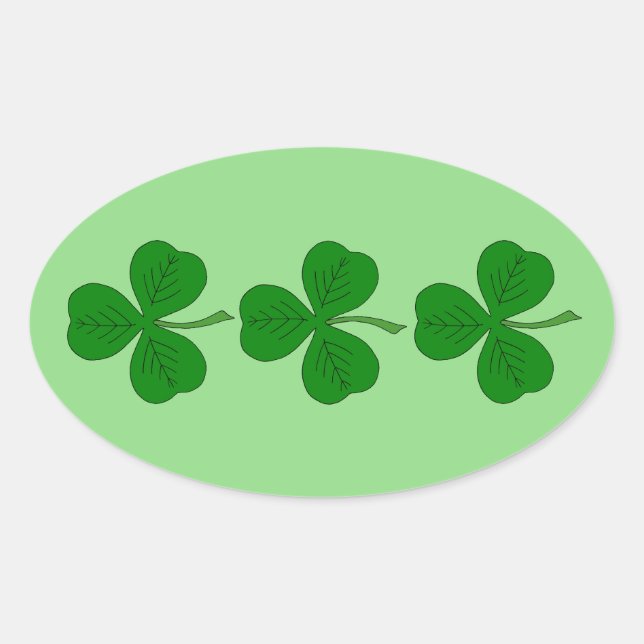 Shamrock Trio Oval Sticker (Front)