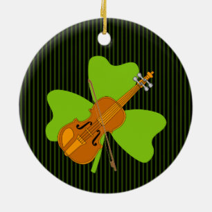 Shamrock Violin Ceramic Tree Decoration