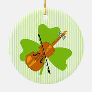 Shamrock Violin Ceramic Tree Decoration