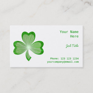 Shamrock White business card side green back