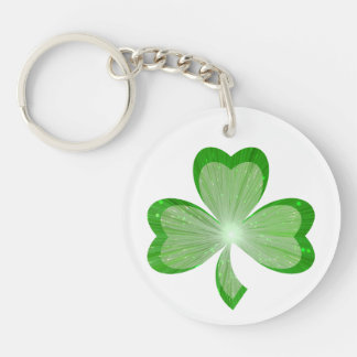 Shamrock White double-sided Key Ring
