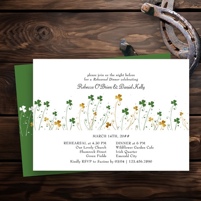 Shamrock Wildflower Wedding Rehearsal Dinner Invitation (Wedding Rehearsal Dinner Invite from my Shamrock Wildflower wedding collection - printed or digital)