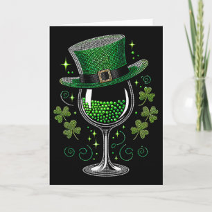 Shamrock Wine Gles Drinking St Patricks Day Irish Card