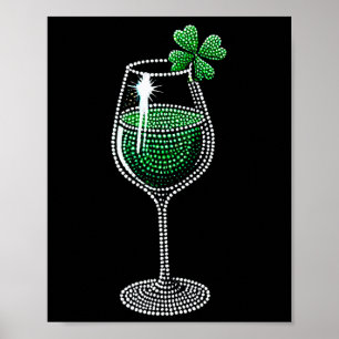 Shamrock Wine Gles Drinking St Patricks Day Irish Poster