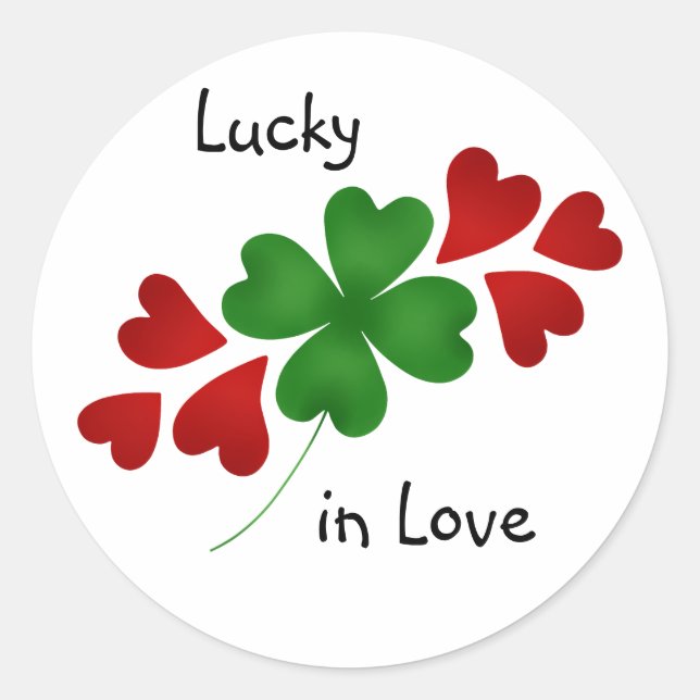 Shamrock with hearts classic round sticker (Front)