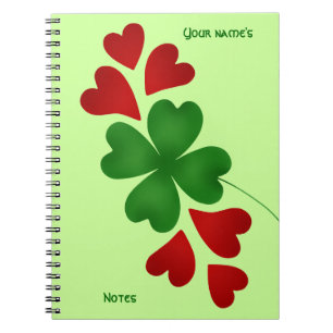 Shamrock with hearts spiral notebook