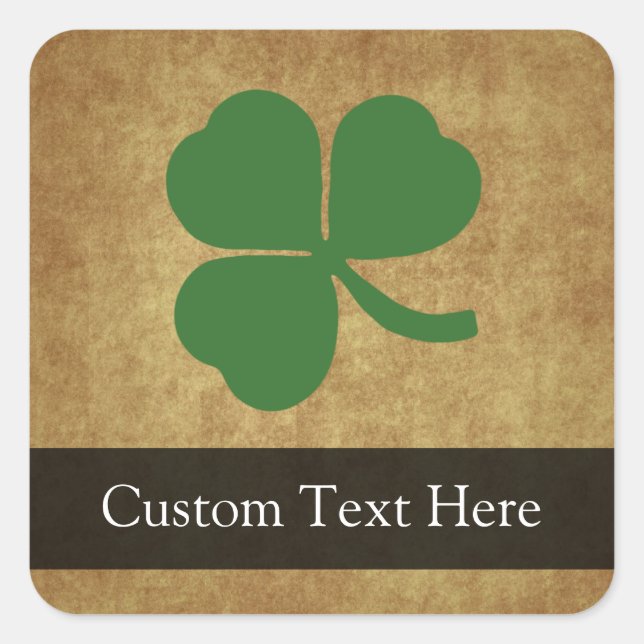 Shamrock with Vintage Gold Square Sticker (Front)