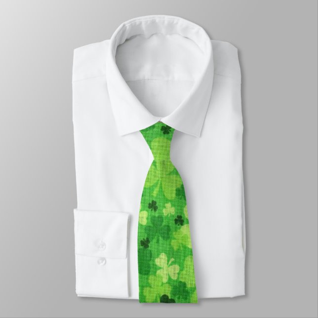 Shamrock "Woven Cloth" St. Patrick's Day Tie (Tied)
