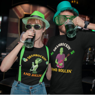 Shamrockin' and Rollin' St. Patrick's Day Humour Tri-Blend Shirt