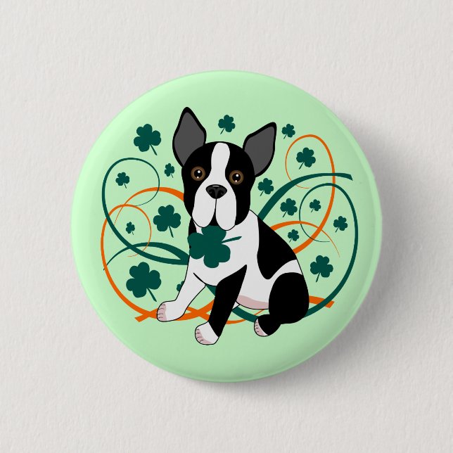 Shamrockin'  Terrier 6 Cm Round Badge (Front)