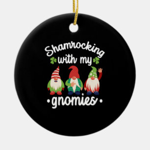 Shamrocking With My Gnomies Funny St Patrick's Day Ceramic Tree Decoration