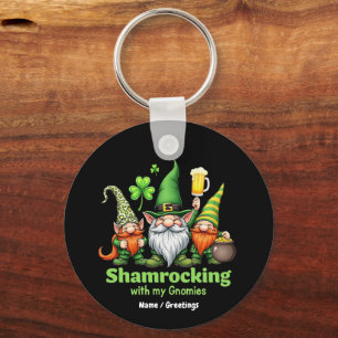 Shamrocking with My Gnomies Funny St. Patrick's Key Ring