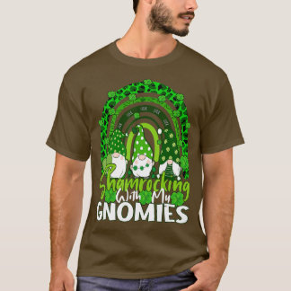 Shamrocking With My Gnomies Rainbow Leopard St Pat T-Shirt
