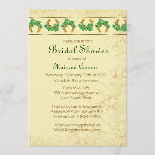 Shamrocks and Gold Irish Bridal Shower Invitation