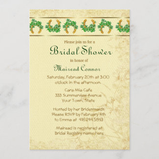Shamrocks and Gold Irish Bridal Shower Invitation
