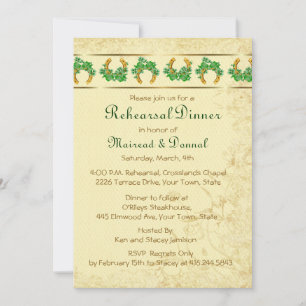 Shamrocks and Gold Irish Rehearsal Dinner Invitation