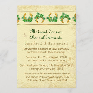 Shamrocks and Gold Irish Wedding Invitation