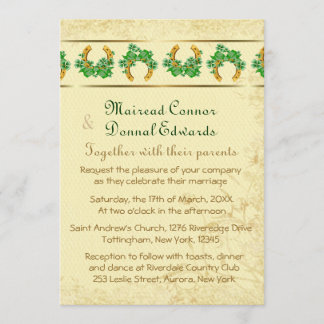 Shamrocks and Gold Irish Wedding Invitation