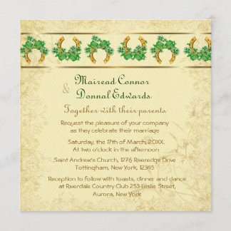 Shamrocks and Gold Irish Wedding Invitation