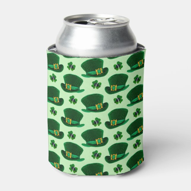 Shamrocks and Leprechaun Hats Can Cooler (Can Front)