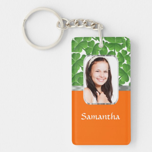 Shamrocks and orange key ring (Front)