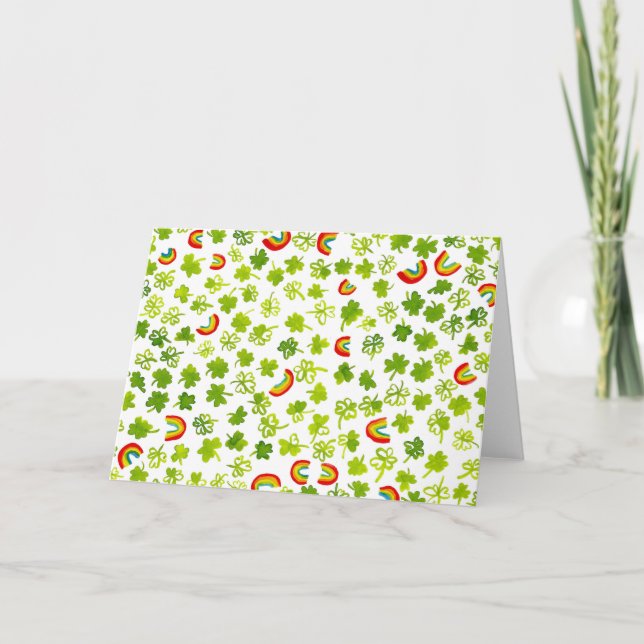 Shamrocks and rainbows CUSTOMIZABLE Card (Front)