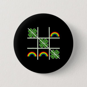 Shamrocks And Rainbows Tic Tac Toe Lucky Saint Pat 6 Cm Round Badge
