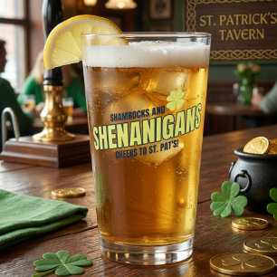 Shamrocks and Shenanigans St. Patrick's Day Pint Glass