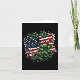 Shamrocks And Us American Flag St Patricks Day Card