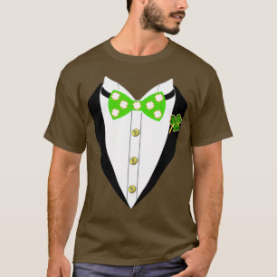 Shamrocks Bow Tie Suspenders Tee StPatricks Day