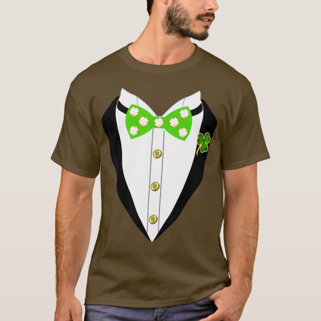 Shamrocks Bow Tie  Suspenders Tee StPatricks Day (Front)