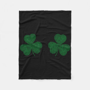 Shamrocks Breast Sparkle Clover Irish St Patricks Fleece Blanket