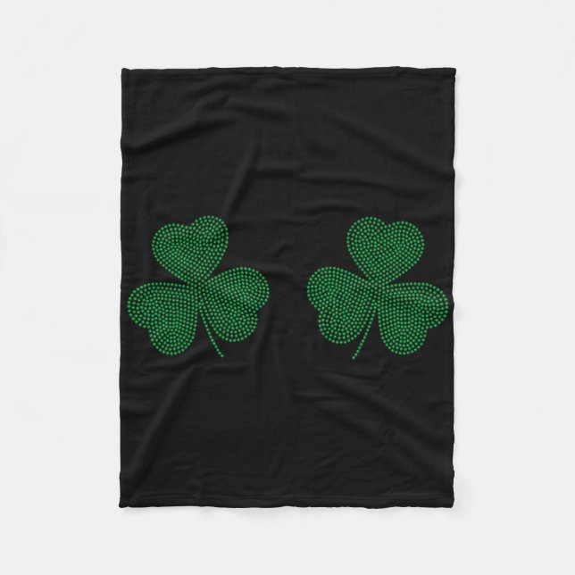 Shamrocks Breast Sparkle Clover Irish St Patricks  Fleece Blanket (Front)