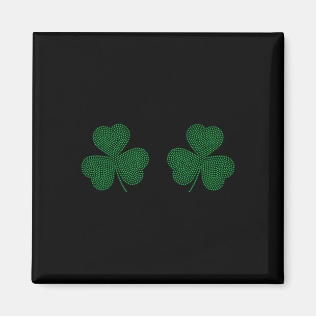 Shamrocks Breast Sparkle Clover Irish St Patricks  Magnet (Front)