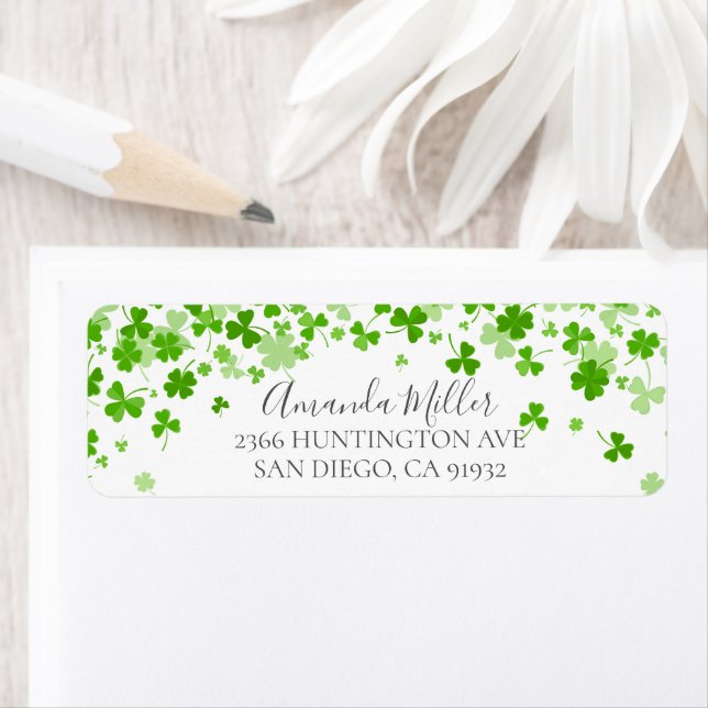 Shamrocks Bridal Shower Return address Label (Insitu)
