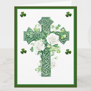Shamrocks Catholic Irish Celtic Cross Condolence Thank You Card