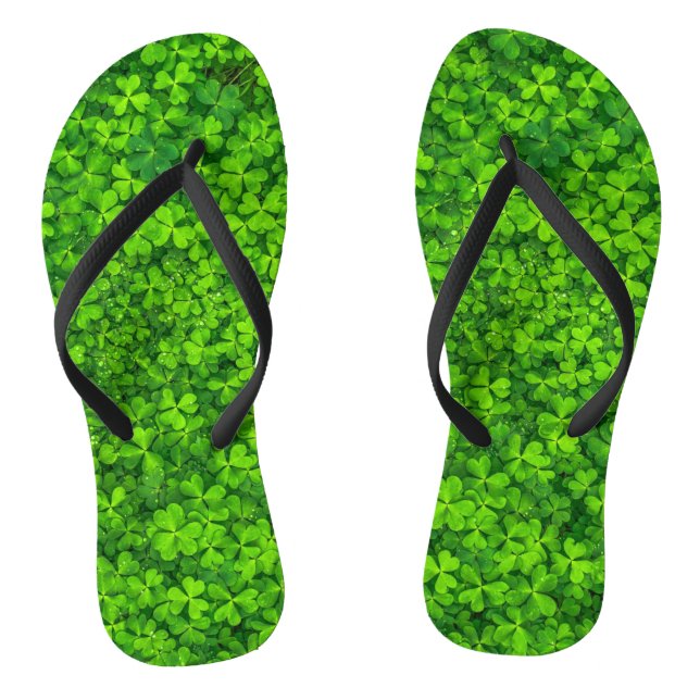 Shamrocks Clover Leaves St. Patrick's Day Fun Jandals (Footbed)