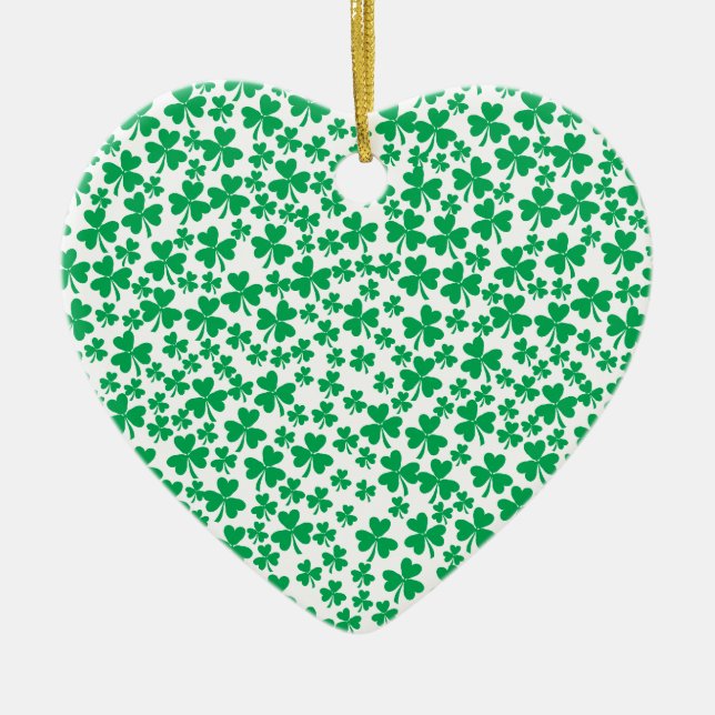 Shamrocks for St Patrick's Day Ceramic Tree Decoration (Front)