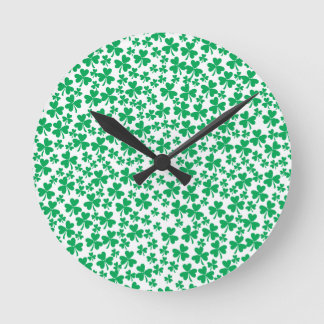 Shamrocks for St Patrick's Day Round Clock