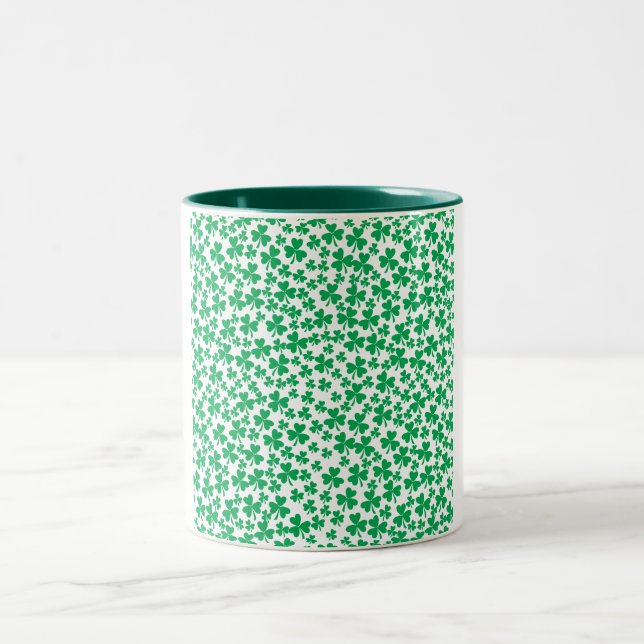 Shamrocks for St Patrick's Day Two-Tone Coffee Mug (Center)