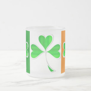Shamrocks Frosted Glass Coffee Mug
