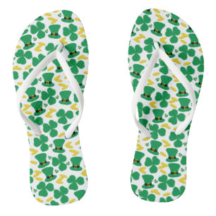 Shamrocks Gold Coins Leprechaun Hat Pattern Jandals