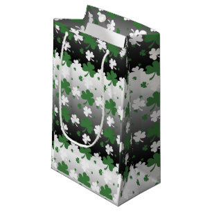 Shamrocks, Green and White on Gradated Field Small Gift Bag