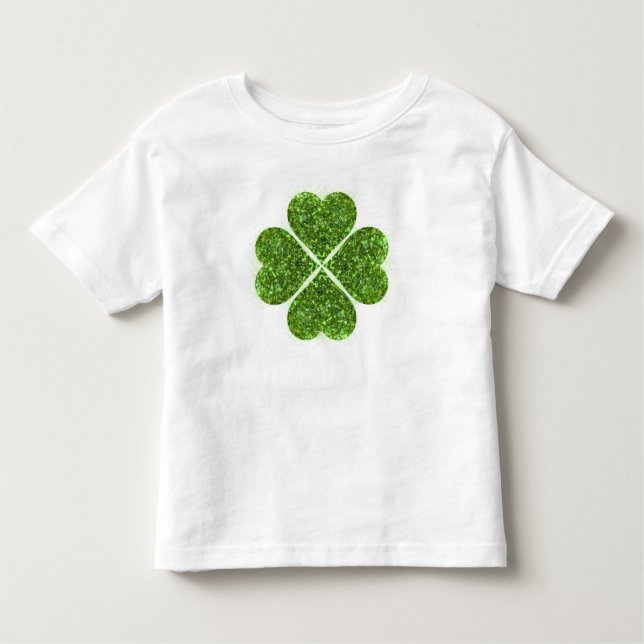 Shamrocks green sparkling four leaf clover toddler T-Shirt (Front)