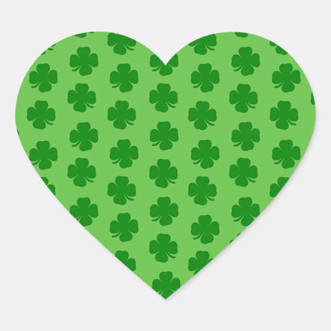 Shamrocks, Happy St. Patrick's Day! Heart Sticker (Front)