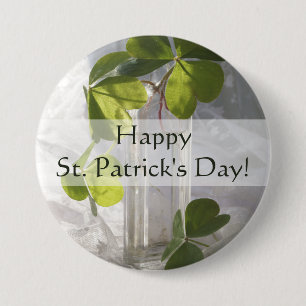 Shamrocks in a Vintage Bottle 7.5 Cm Round Badge