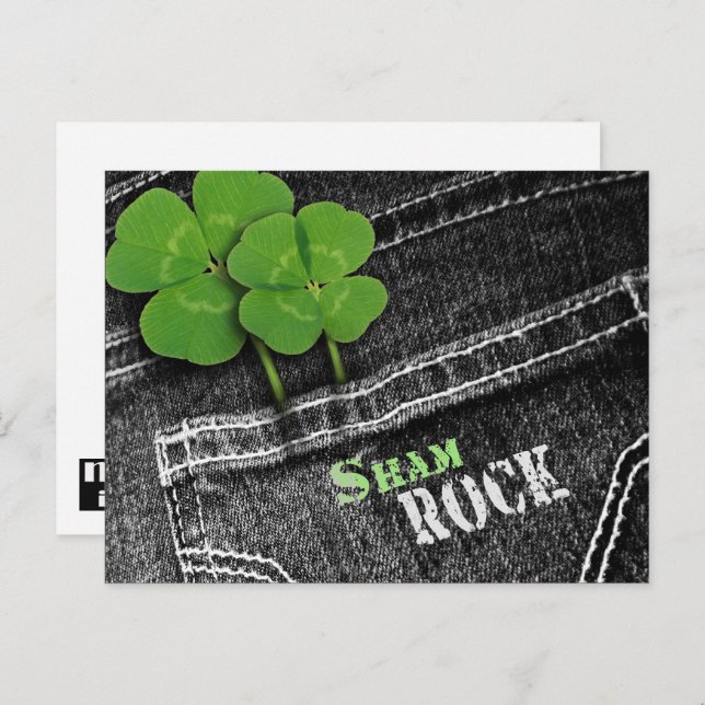 Shamrocks in Black Jeans Pocket St. Patrick's Day  Postcard (Front/Back)