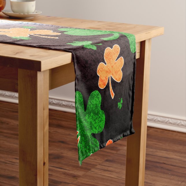 Shamrocks in Distressed Irish Flag Colours Short Table Runner (In Situ)